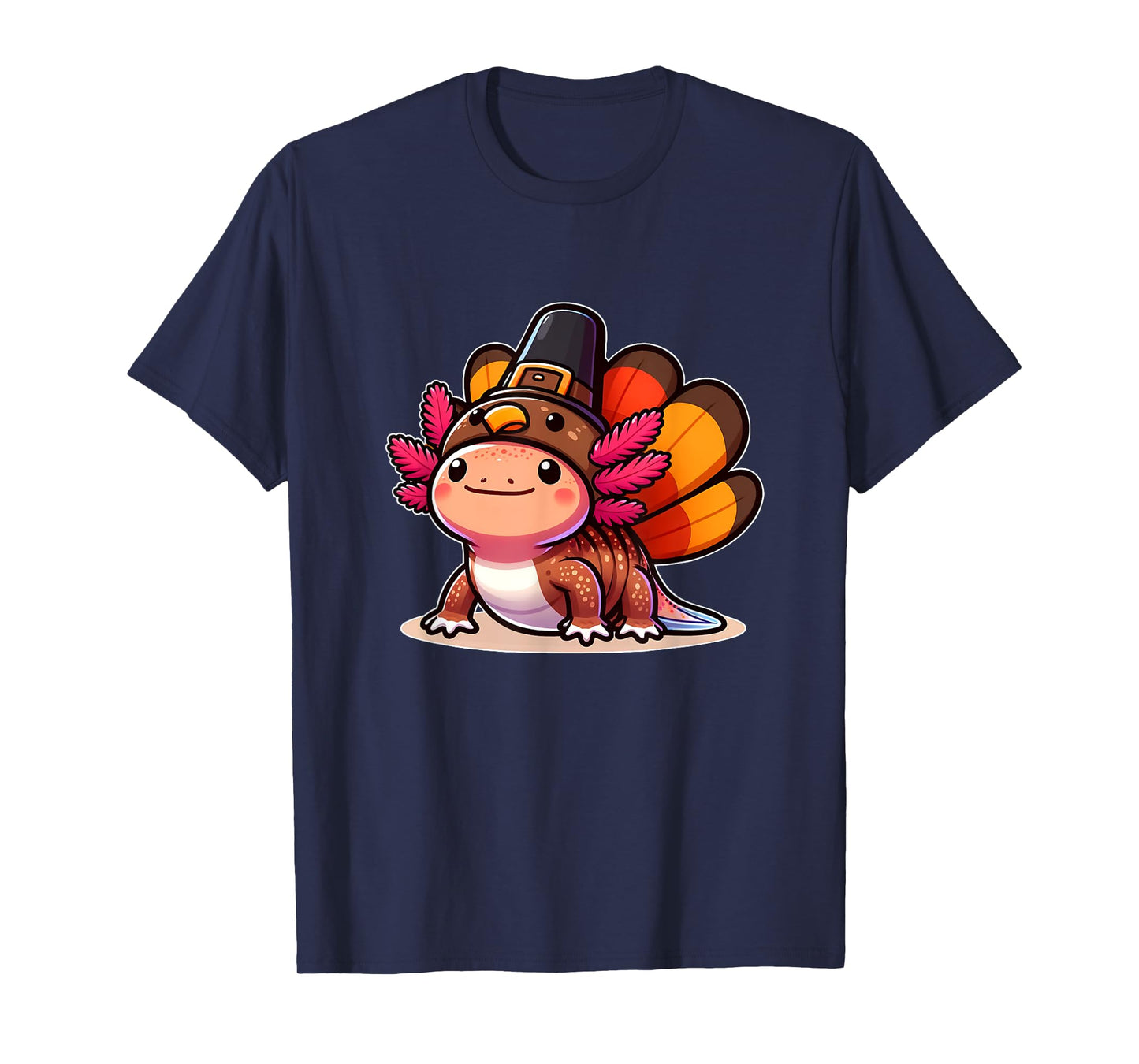 Funny Thanksgiving Shirts by Merch4life Pilgrim Axolotl in Turkey Disguise Unisex Kids T-Shirt Black Small Modern Cartoon Turtleneck Short Sleeve Thanksgiving Pet Costume