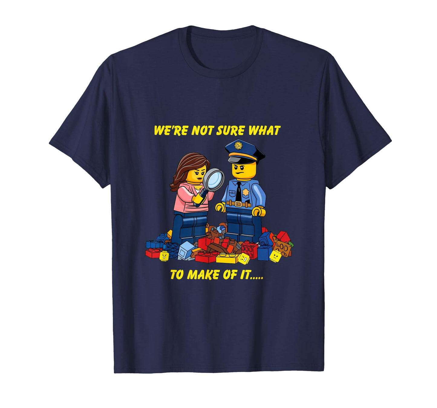 Building Bricks Police Crime Scene Blocks Builder Funny T-Shirt