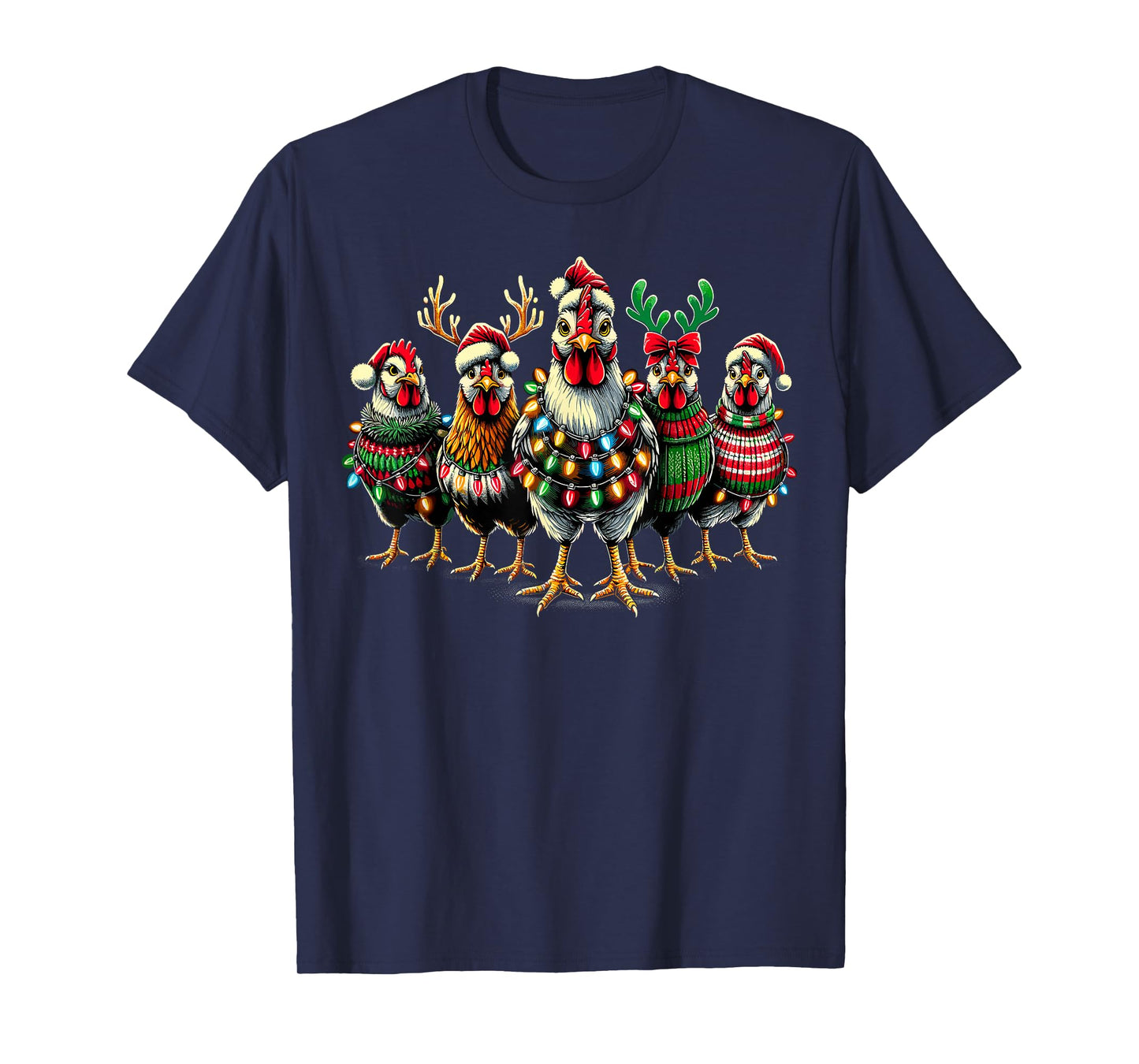 Christmas Chicken Lights Farm Xmas T-Shirt