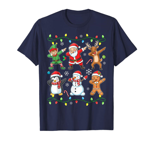 Christmas Squad Funny Matching Santa Reindeer Snowman Dab T-Shirt