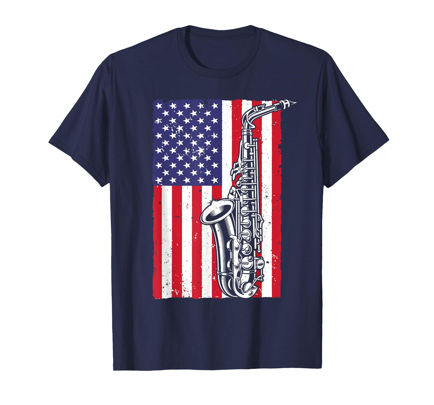 Cool Saxophone For Men Women American Flag Jazz Music Player T-Shirt