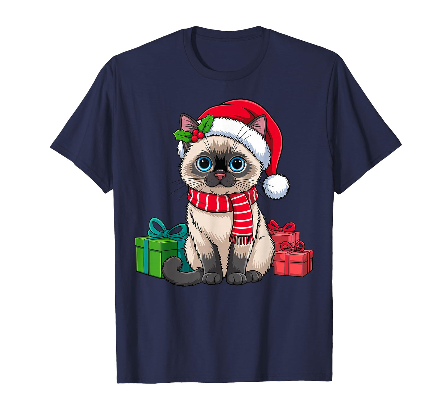 Christmas Siamese Cat Holiday Kitten Xmas Men Women Kids T-Shirt