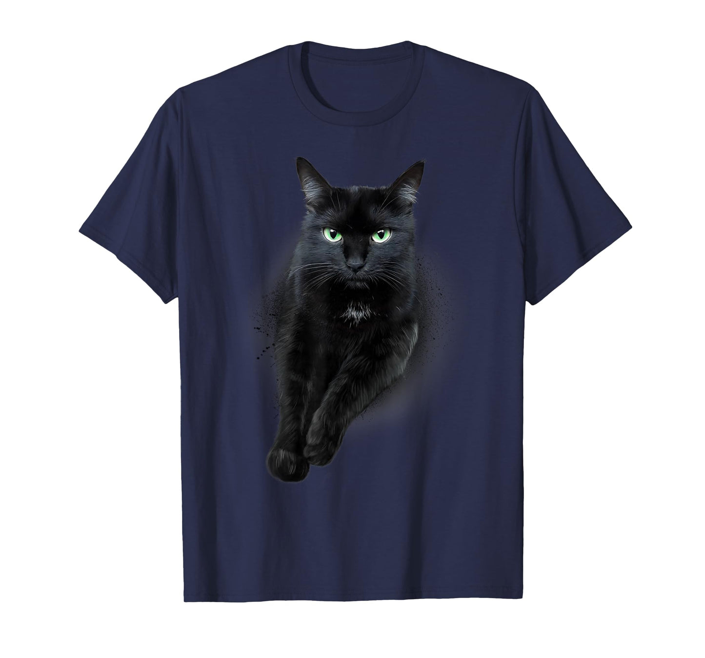 Cute Serious Face Black Green-eyed Cat T-Shirt for Men Women Kids