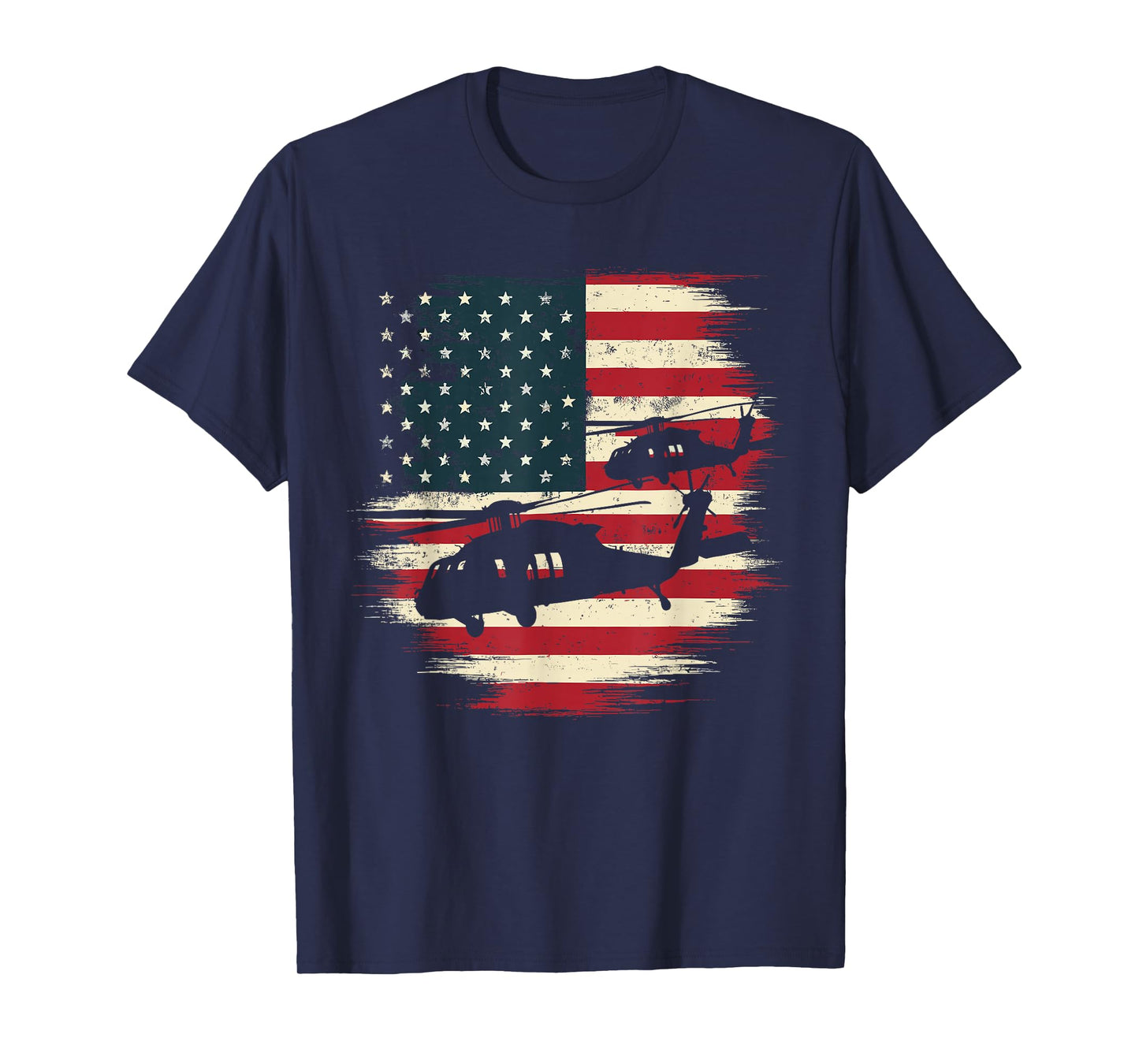 Helicopter USA Vintage Flag American T-Shirt