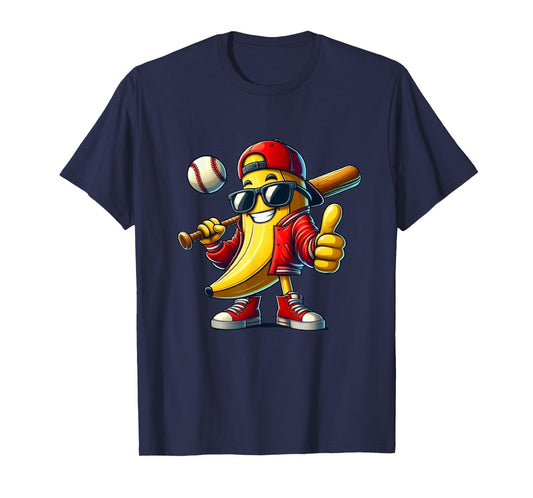 Banana Playing Baseball Fruit Lover Baseball Player T-Shirt