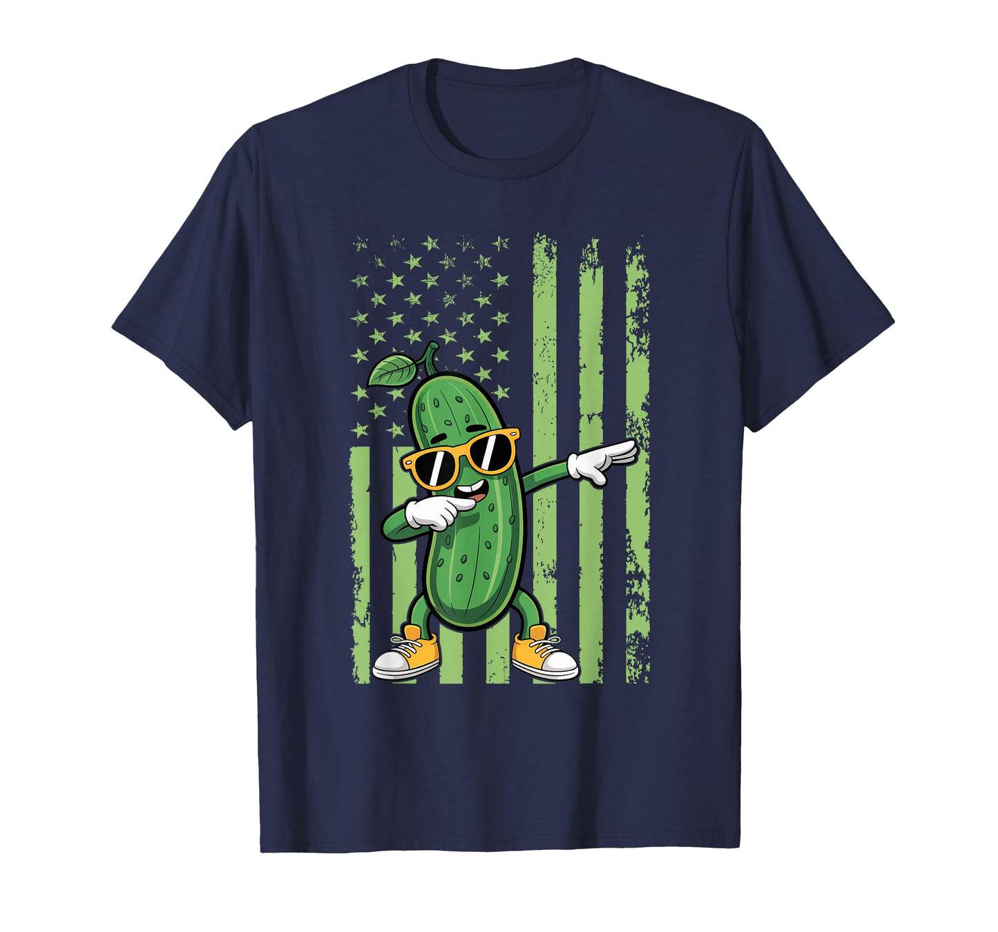 Graphic Dabbing Pickle American Flag Dancing Cucumber T-Shirt