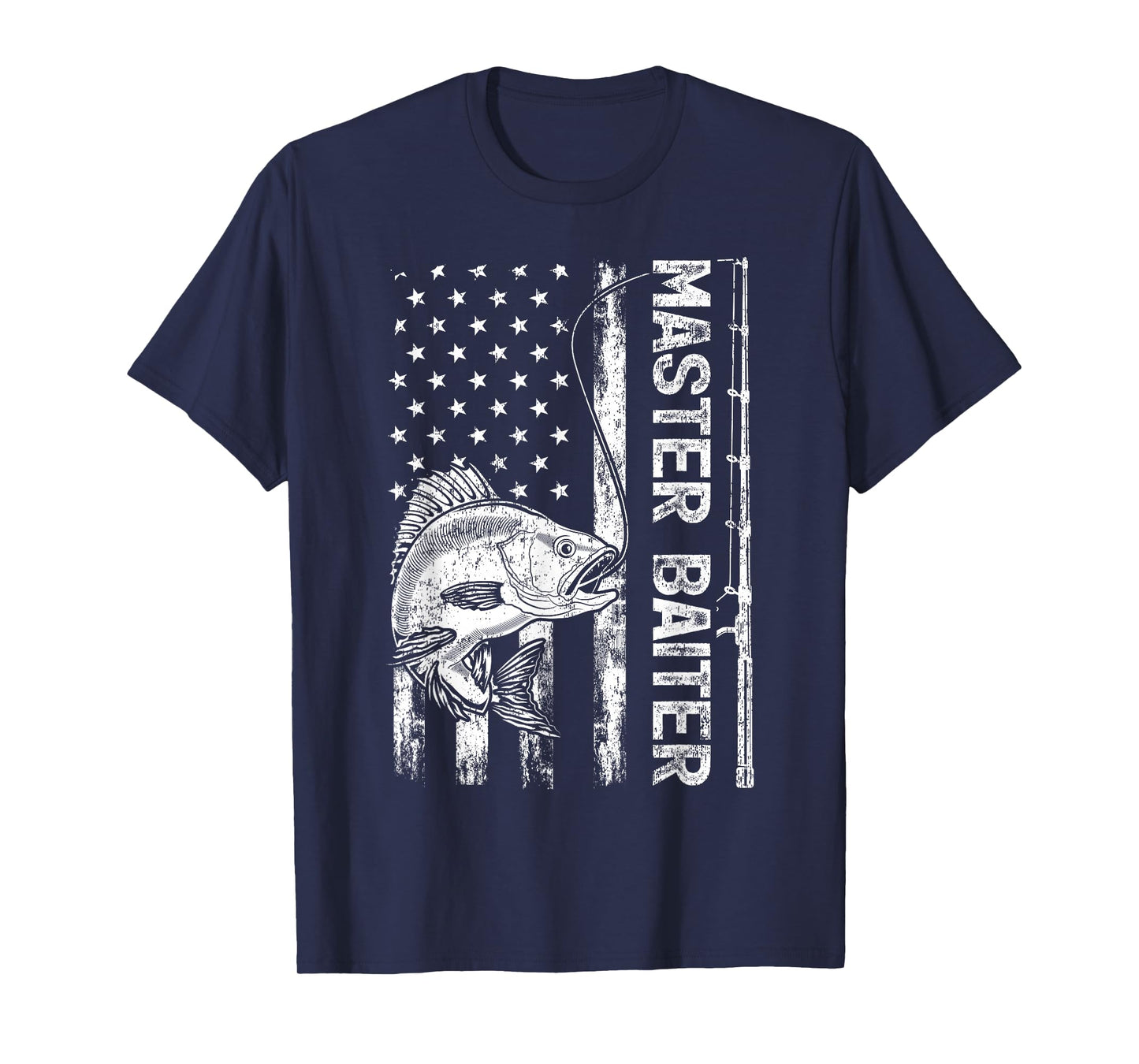 Funny Vintage American Flag Master Baiter Fishing T-Shirt