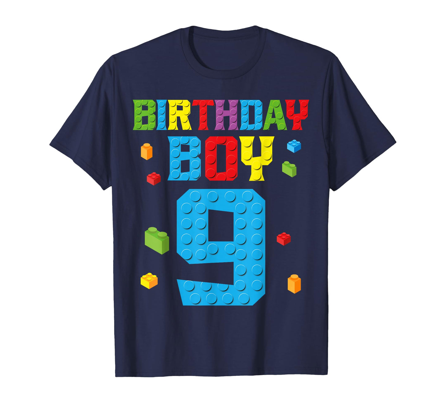 Master Builder 9th Birthday Boy Nine 9 Year Building Bricks T-Shirt