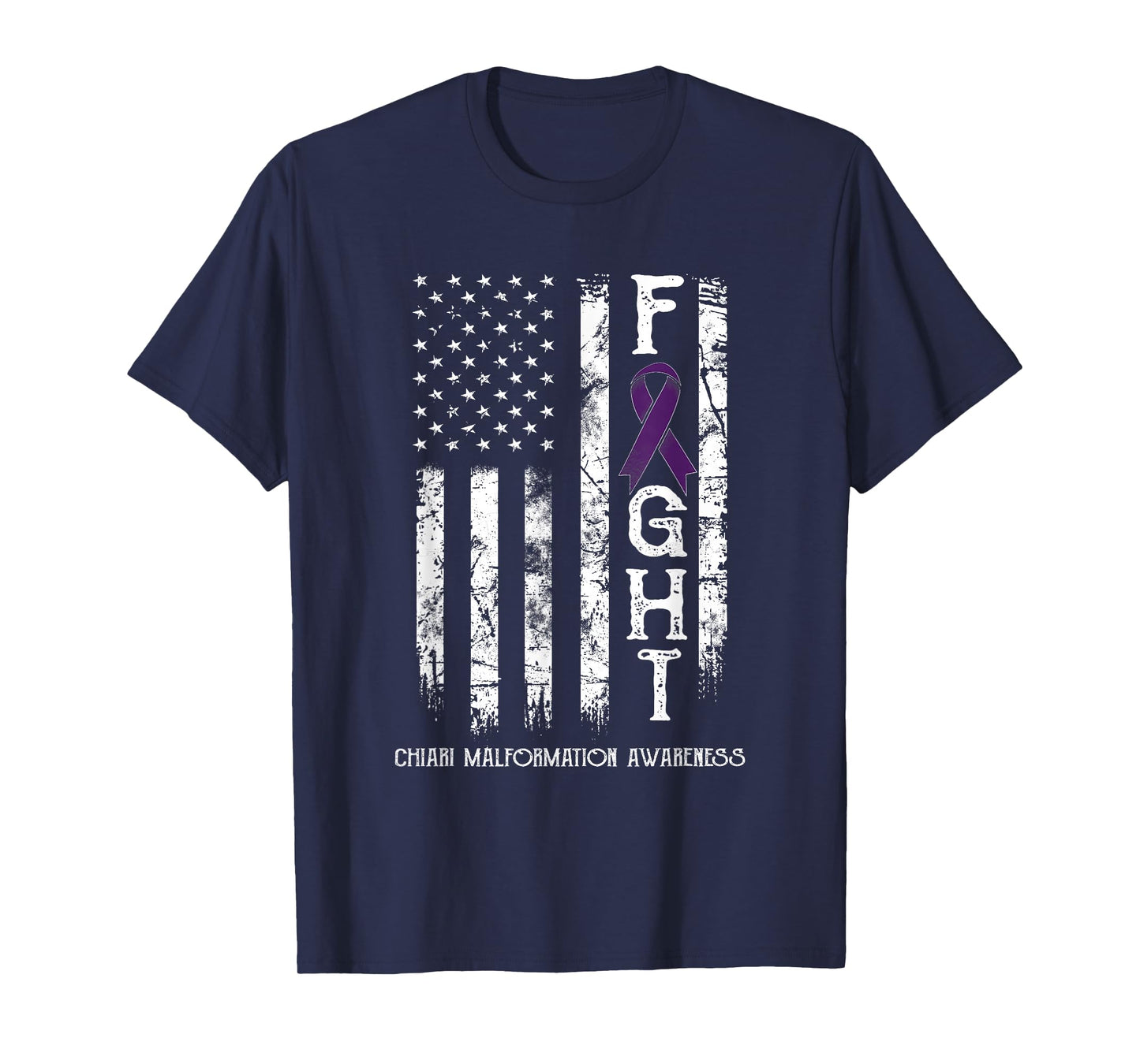 Chiari Malformation Warrior US Flag T-Shirt