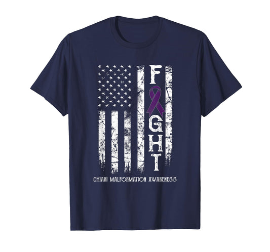 Chiari Malformation Warrior US Flag T-Shirt