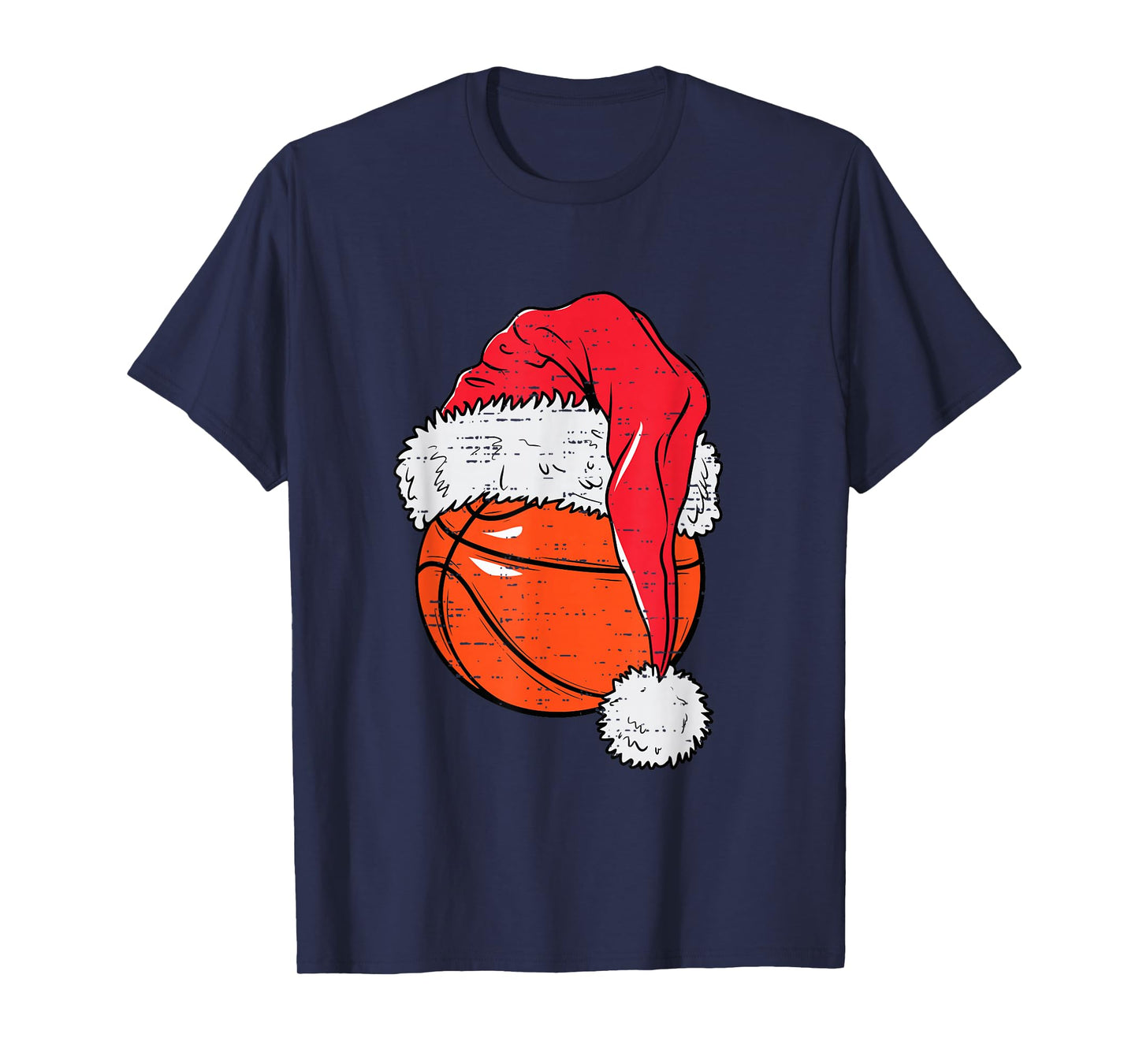 Funny Basketball Ball Santa Hat Christmas Xmas Men Boys Kids T-Shirt