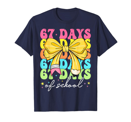 67 Days of School Girls Coquette Bow 67th Day of School T-Shirt