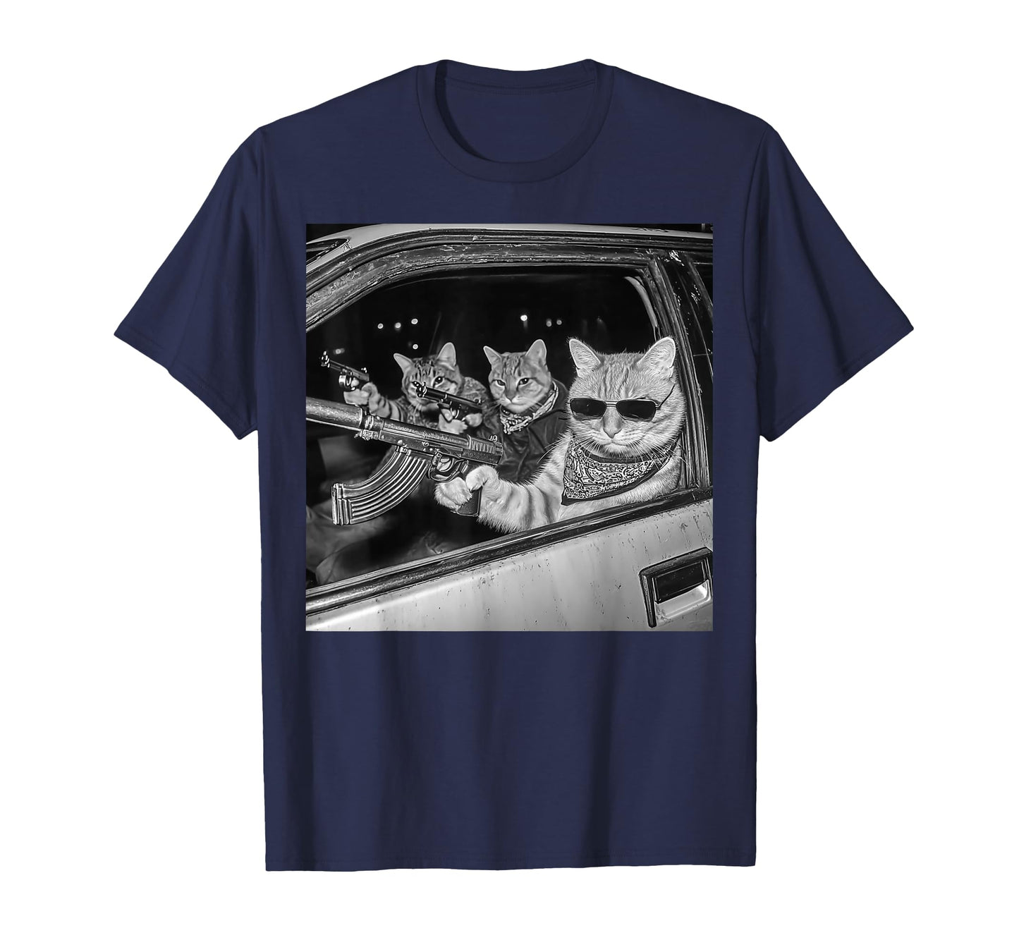 Gangster Cat Meme Funny Vintage Kitten for Dad Women Men T-Shirt