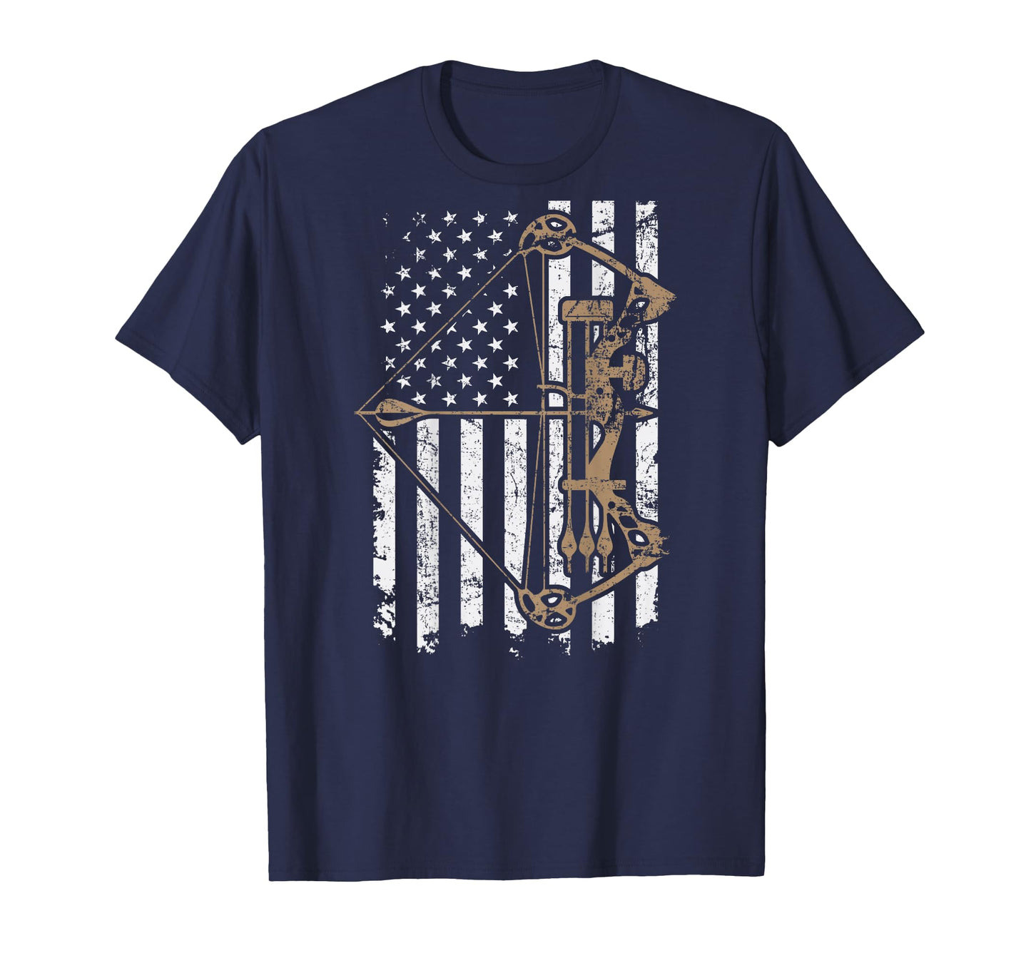 Camo USA Flag Archery Compound Bow - Bow Hunter (ON Back) T-Shirt