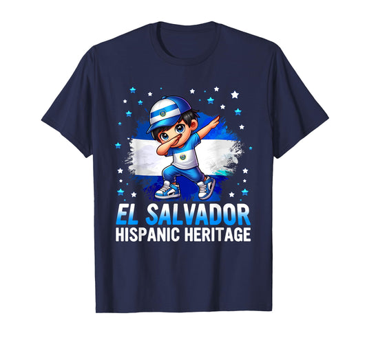 El Salvador Dabbing Kid Hispanic Heritage Salvadorian Roots T-Shirt