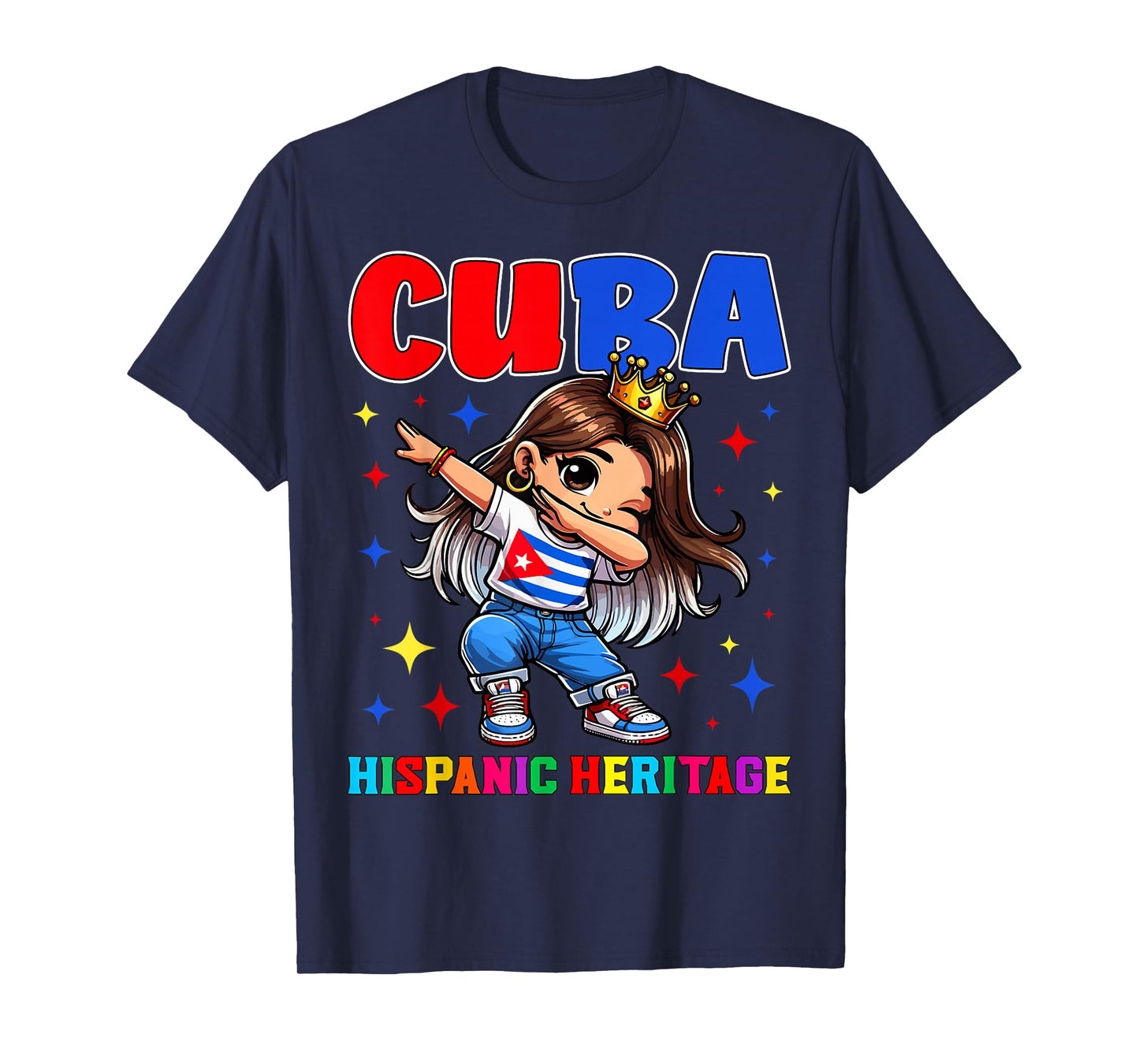 Cuba Dabbing Girl Hispanic Heritage Celebration for Kids T-Shirt