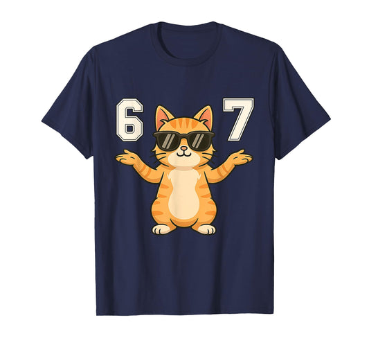 67 Funny Cat Six Seven Meme Gen Z Alpha Humor Animal Lovers T-Shirt