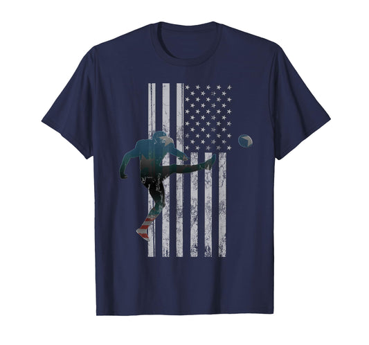 Football T-Shirt, American Flag USA Team Gift Kicker T-Shirt