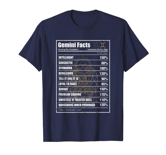 Gemini Facts Horoscope Zodiac Sign Gift Gemini T-Shirt