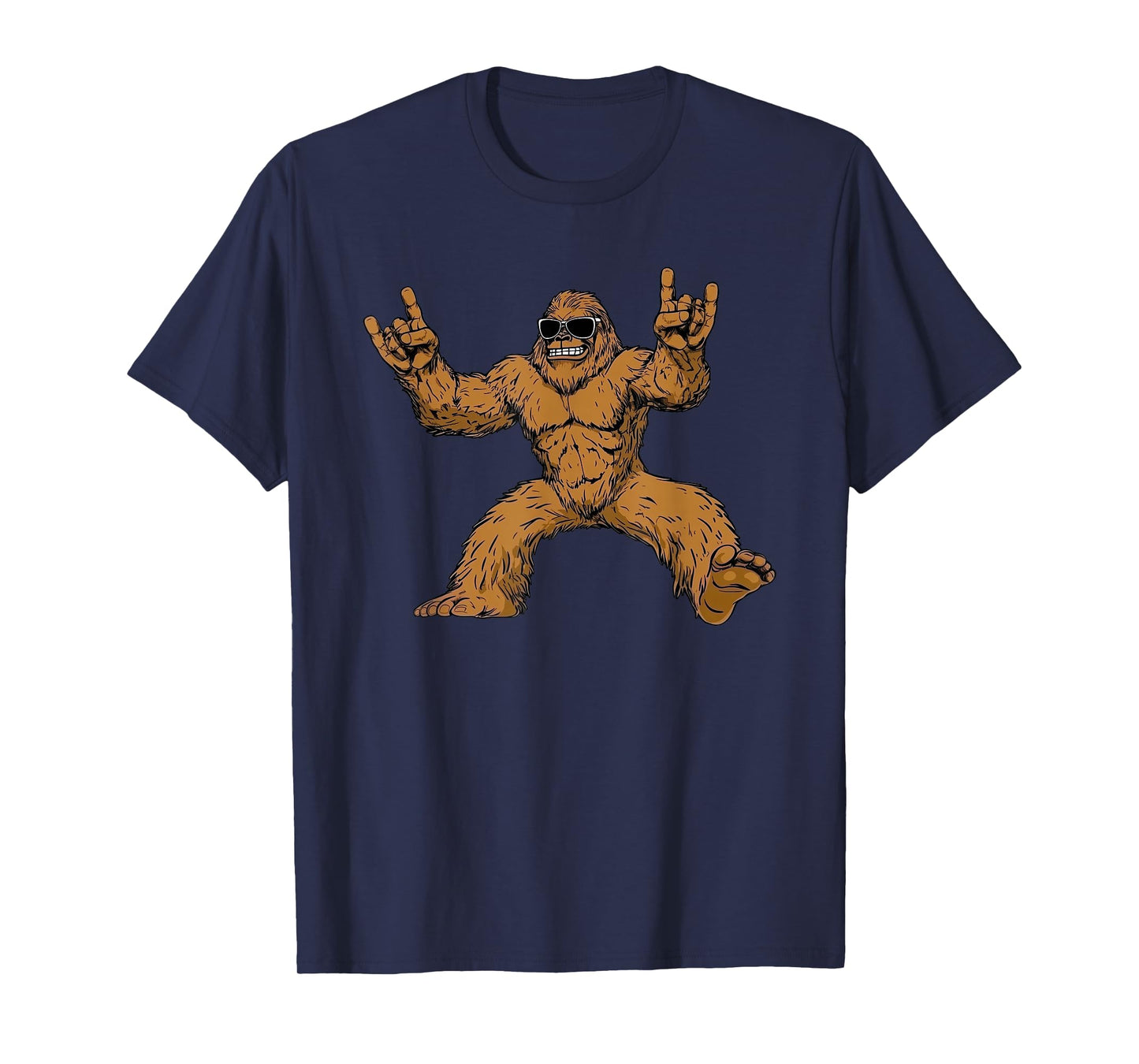 Funny Bigfoot Sasquatch Graphic Tee Men Boys Kids Rock On T-Shirt