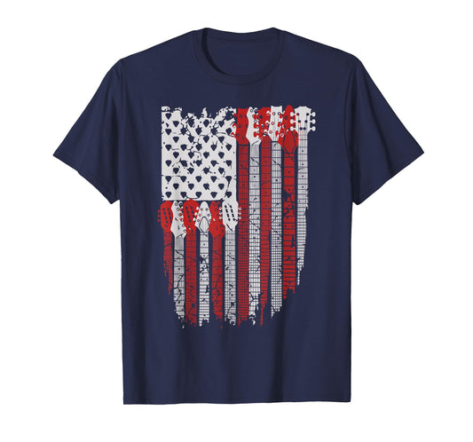 USA American Flag Guitar Musician 4th of July Guitarists T-Shirt