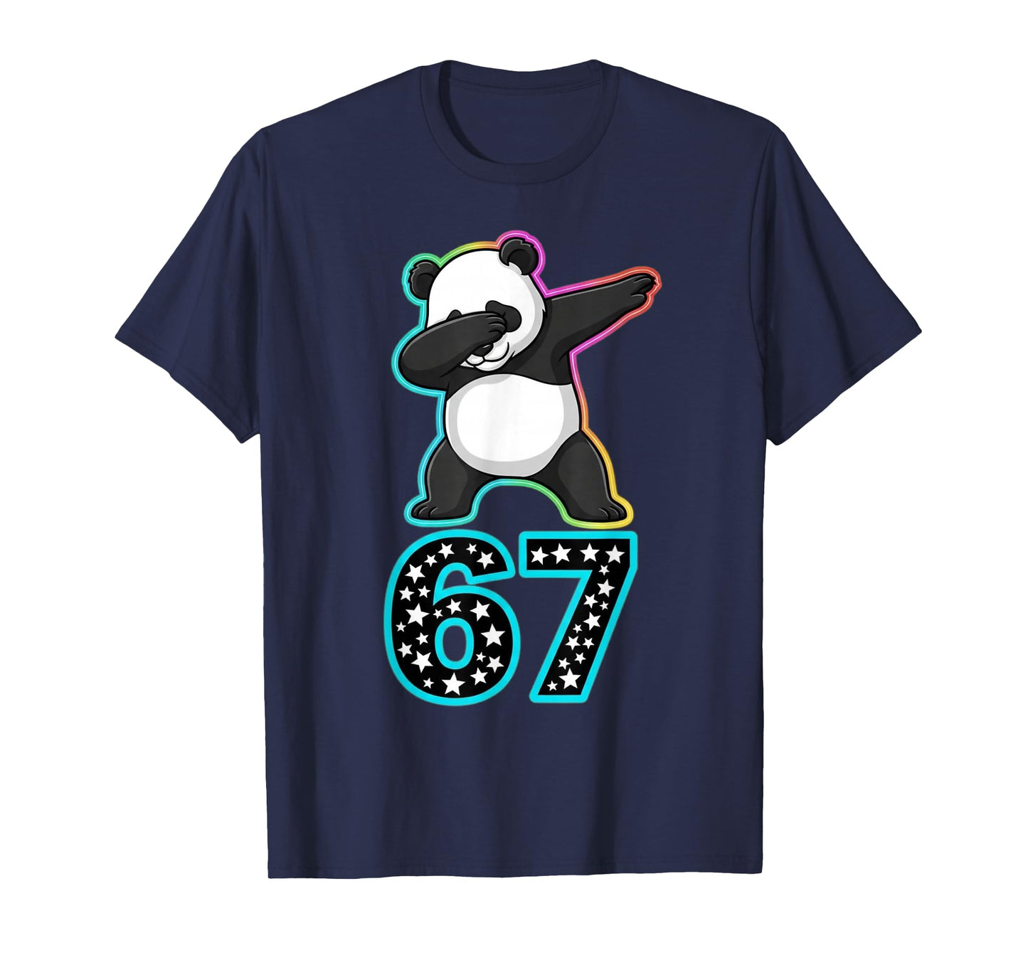 Funny 67 Meme Dabbing Panda Rainbow Gen Z Six Seven T-Shirt