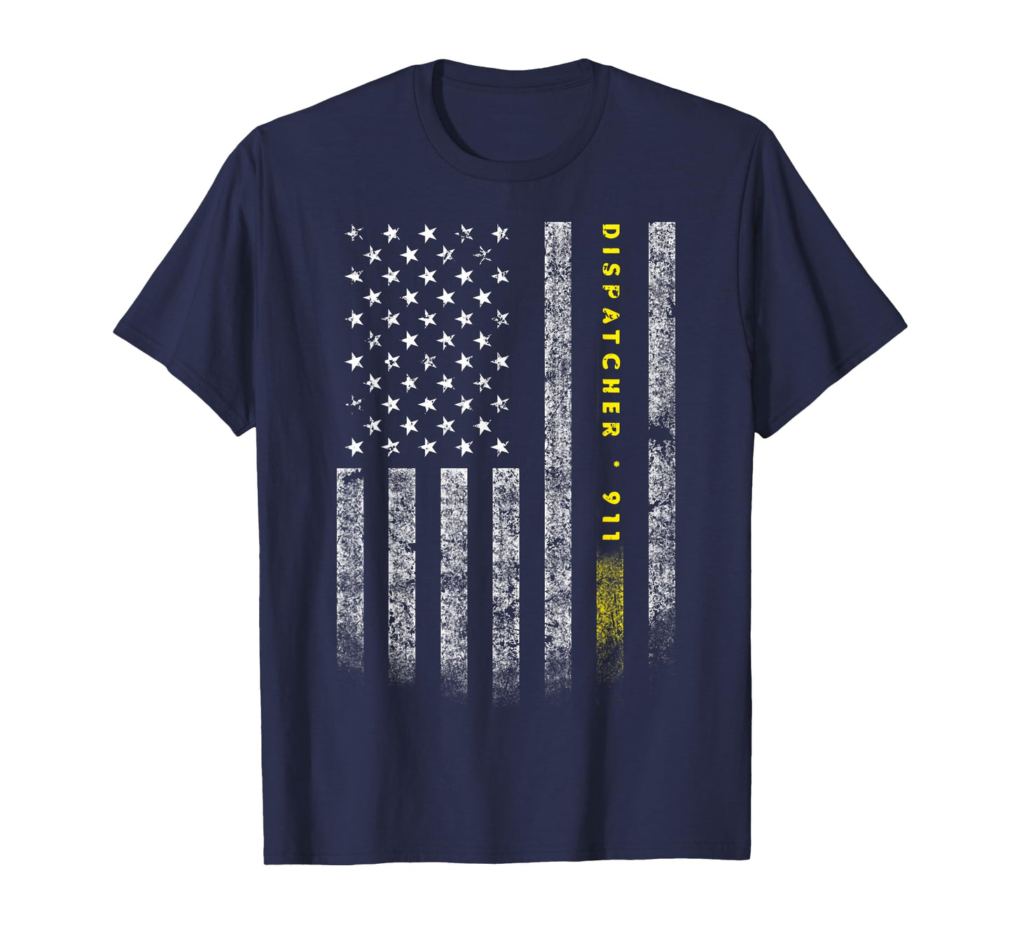 American Flag 911 Dispatcher T-Shirt gold line USA Flag Women Kids Men T-Shirt