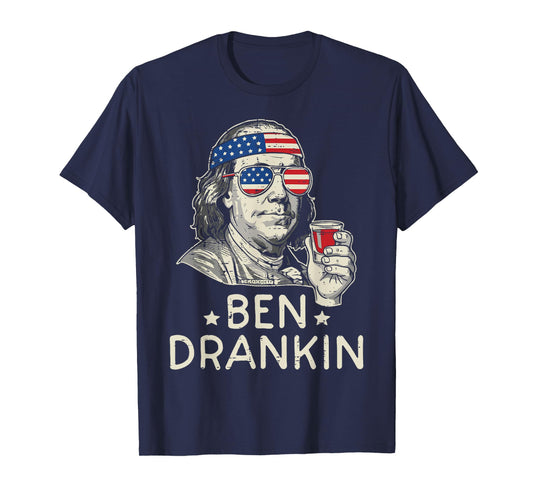 4th of July Ben Drankin US Flag Funny American Dad Men Women T-Shirt