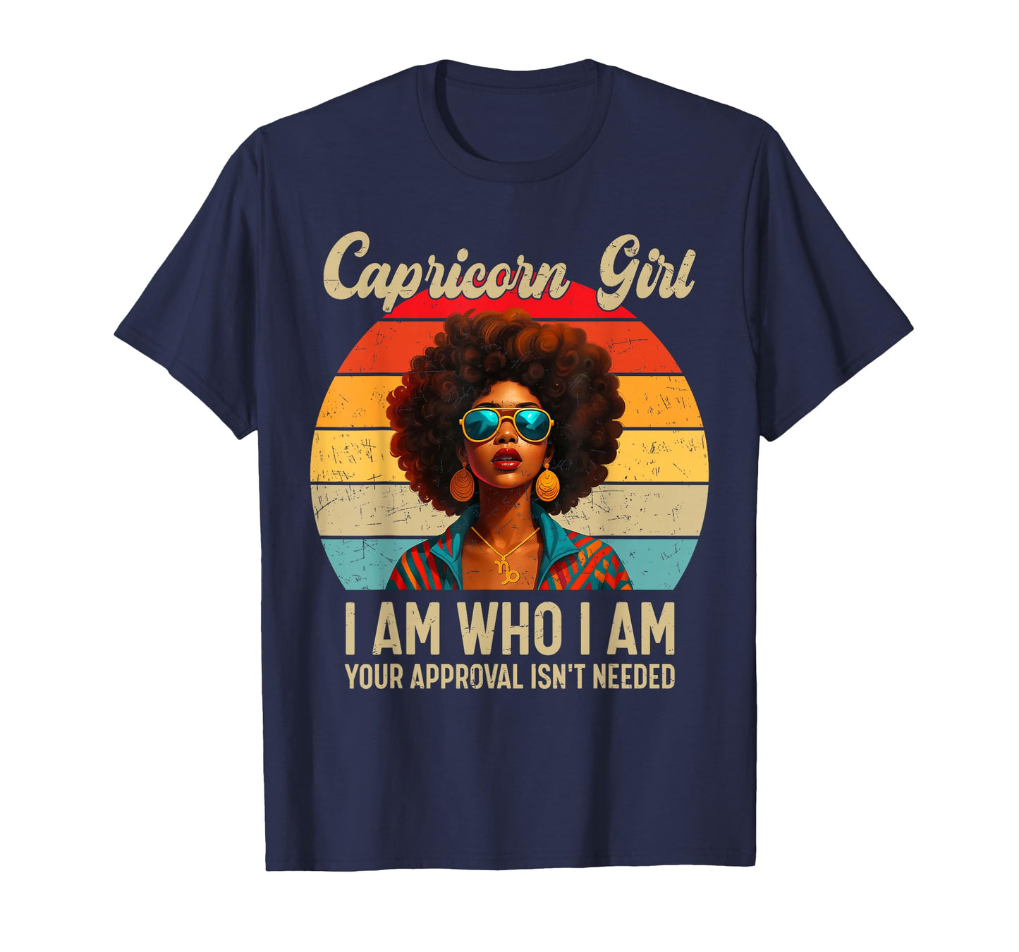Capricorn Girl Retro Zodiac African American Afro Woman T-Shirt