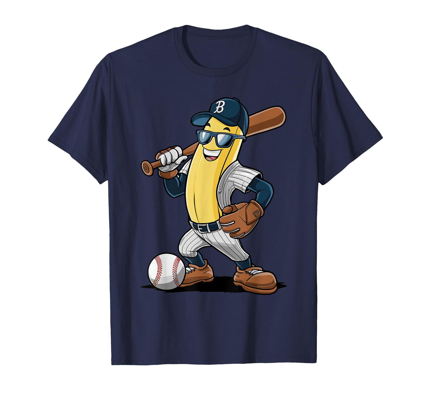 Banana Softball Sport Fruit Cute Banana Baseball Player T-Shirt
