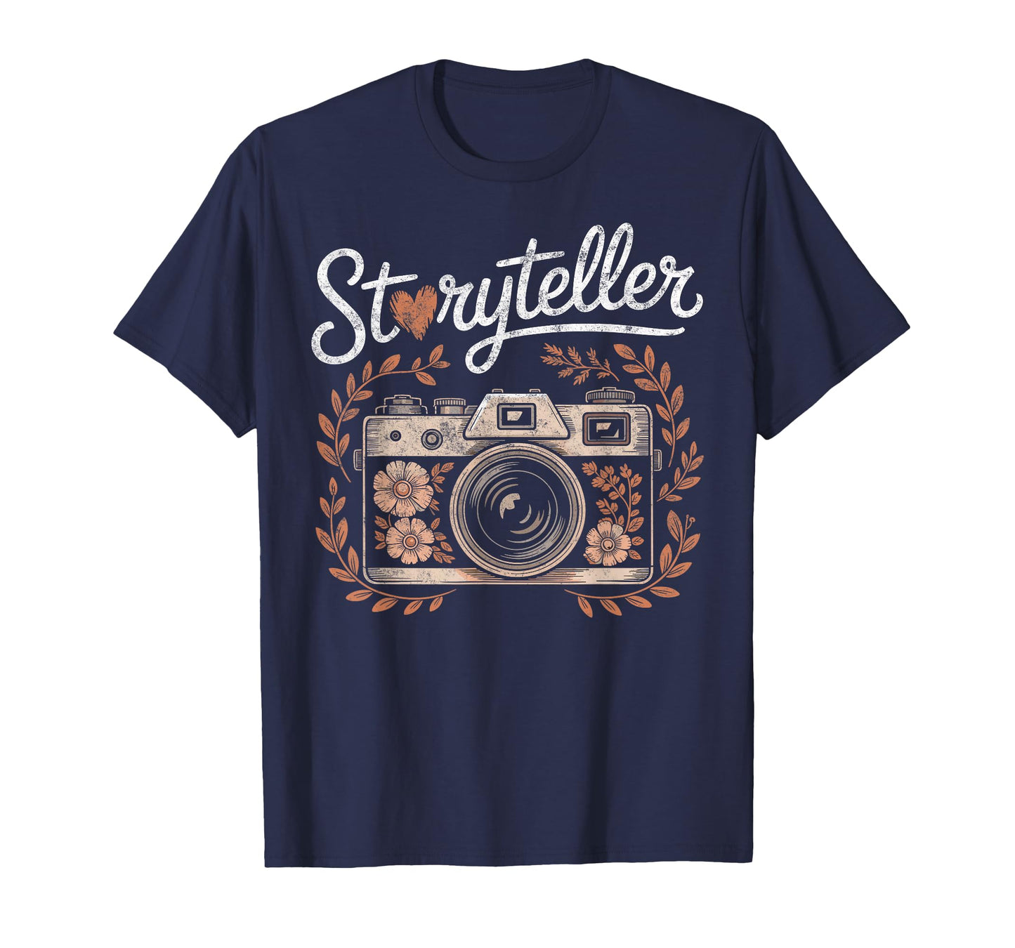 Vintage Photo Camera Flowers Tee Storyteller Photographer T-Shirt