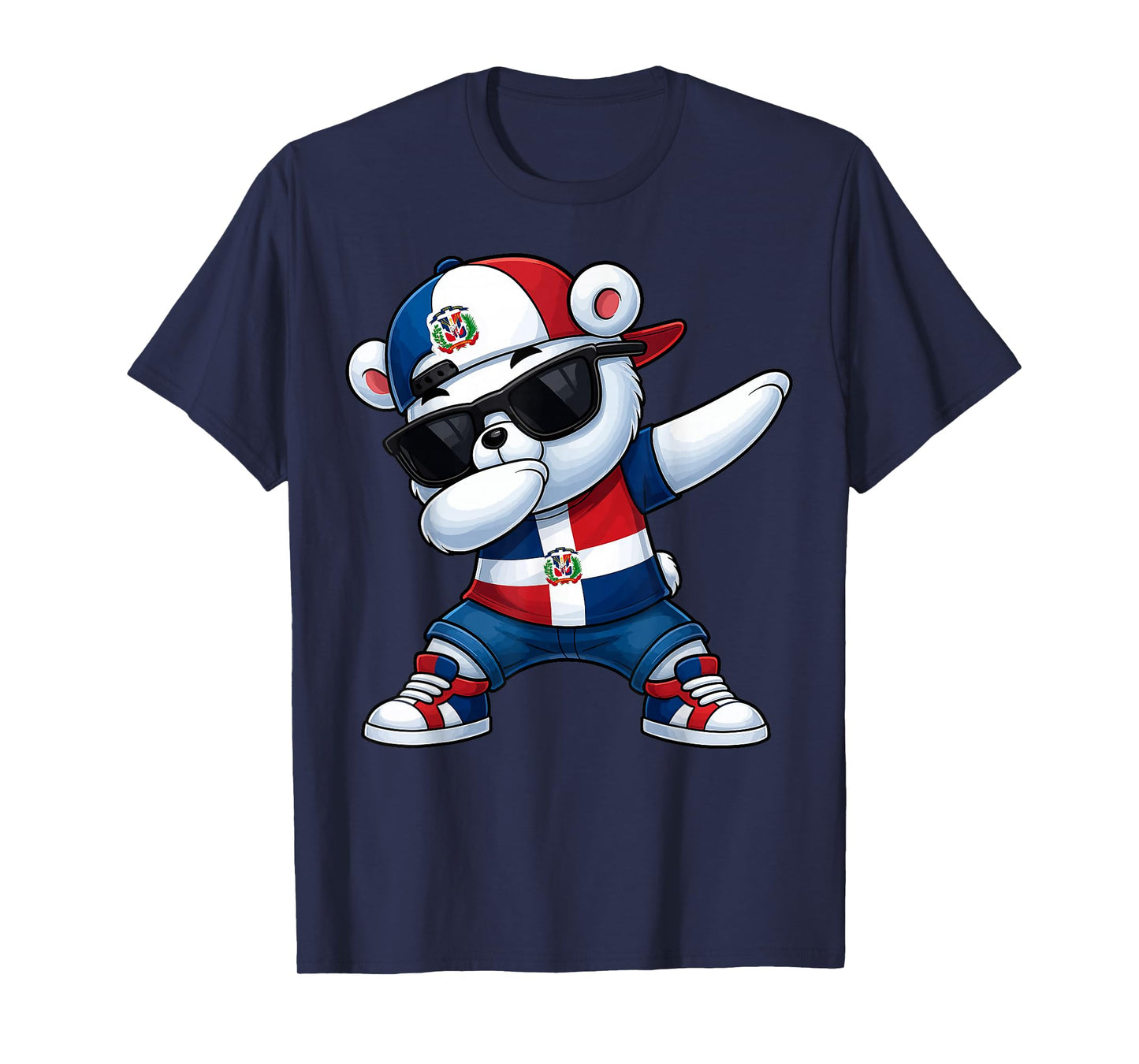 Dominican Republic Bear Patriotic Dabbing Dab Boys Kids 2025 T-Shirt