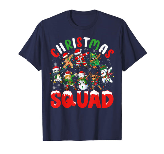 Dabbing Santa Xmas Lights Men Women Kids Funny Christmas T-Shirt