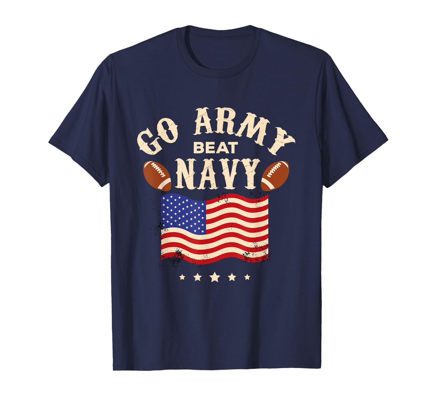 Vintage USA Flag Army Beat Navy-Flag Game Sports Football T-Shirt