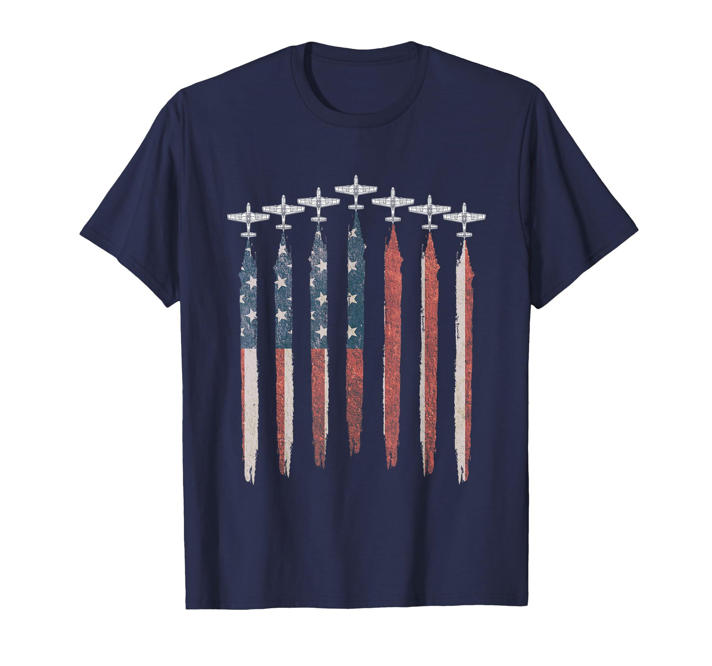 P51D Mustang WW2 Airplane USA Flag Plane P51 July 4th T-Shirt