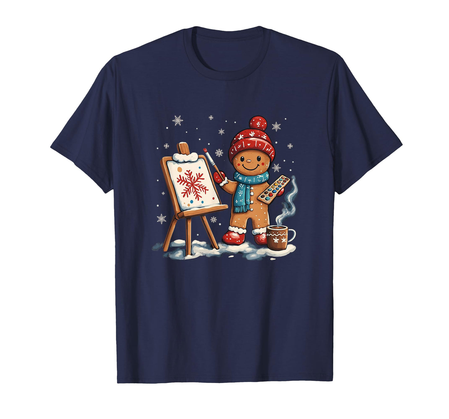 Artist Gingerbread Painter Art Teacher Student Christmas T-Shirt