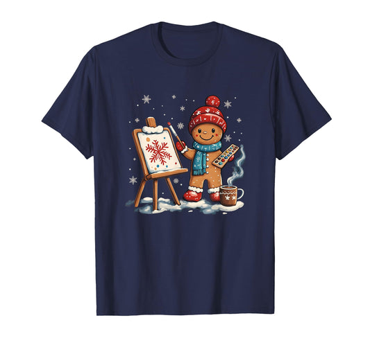 Artist Gingerbread Painter Art Teacher Student Christmas T-Shirt