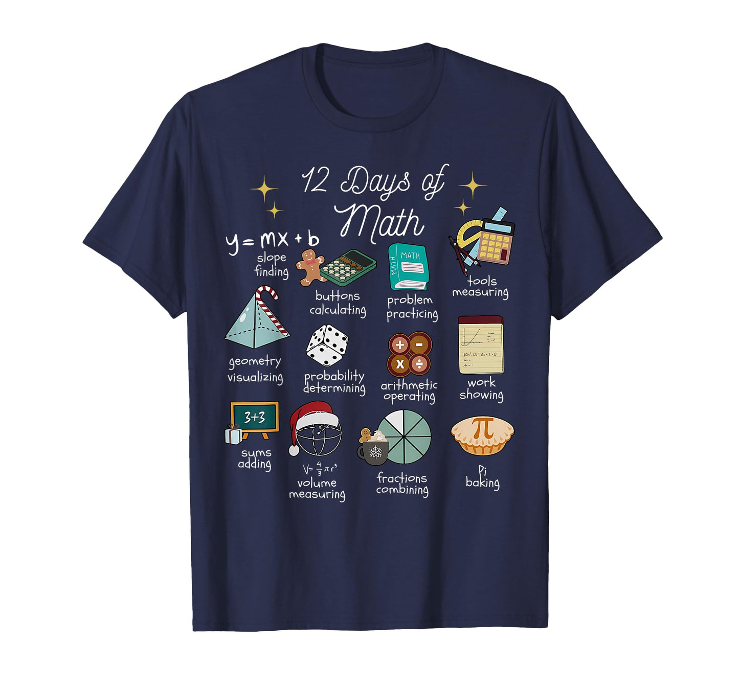 Christmas 12 Days of Math Math Teacher Xmas STEM STEMS T-Shirt