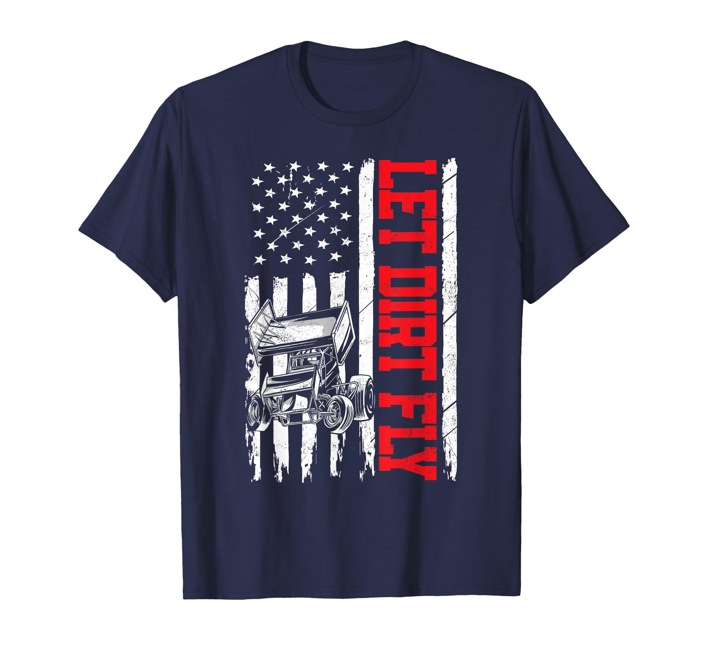 Dirt Track Racing Race Sprint Car Vintage Usa American Flag T-Shirt