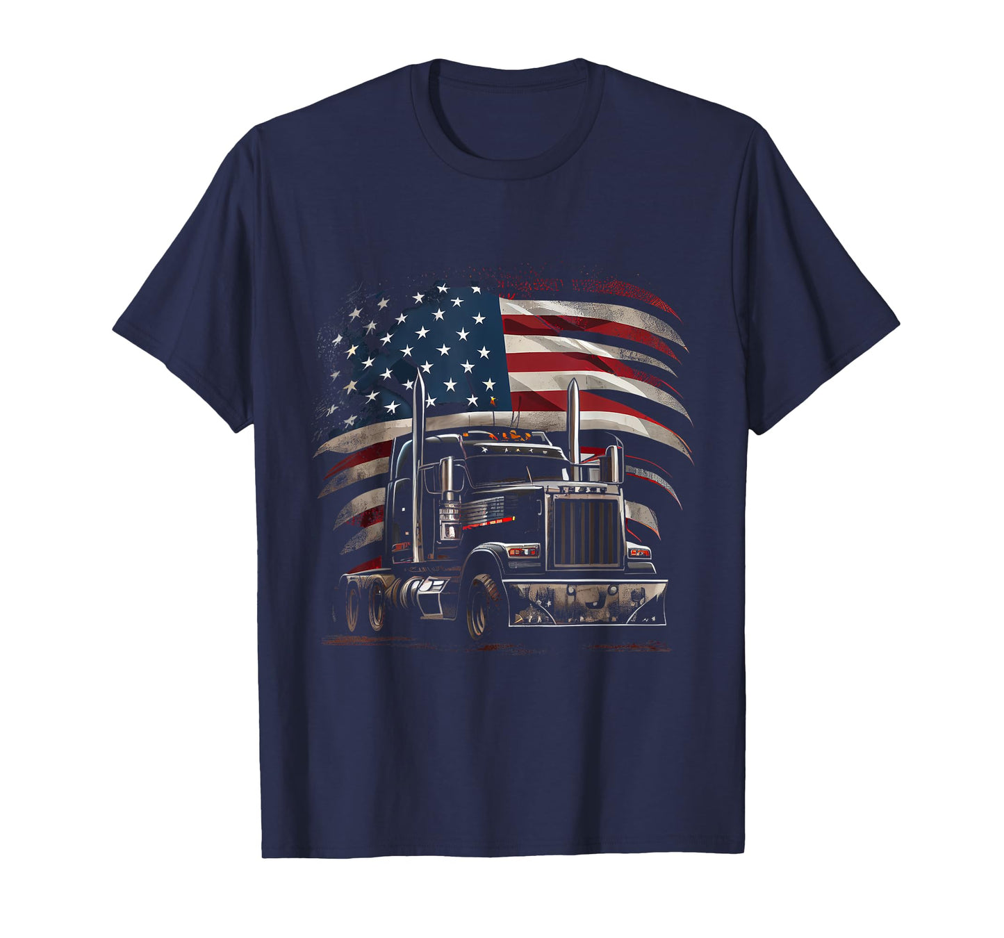 US American Flag Trucker Truck Driver Gift Women Men T-Shirt