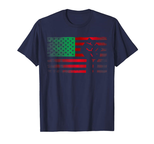 Pan African Fist UNIA American Flag Freedom Black Liberation T-Shirt