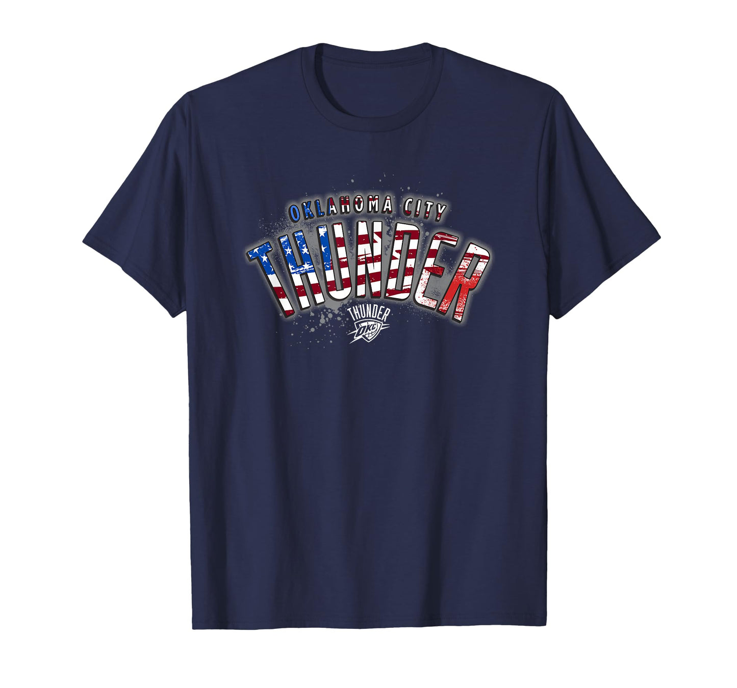 NBA Oklahoma City Thunder American Flag Distressed Paint T-Shirt