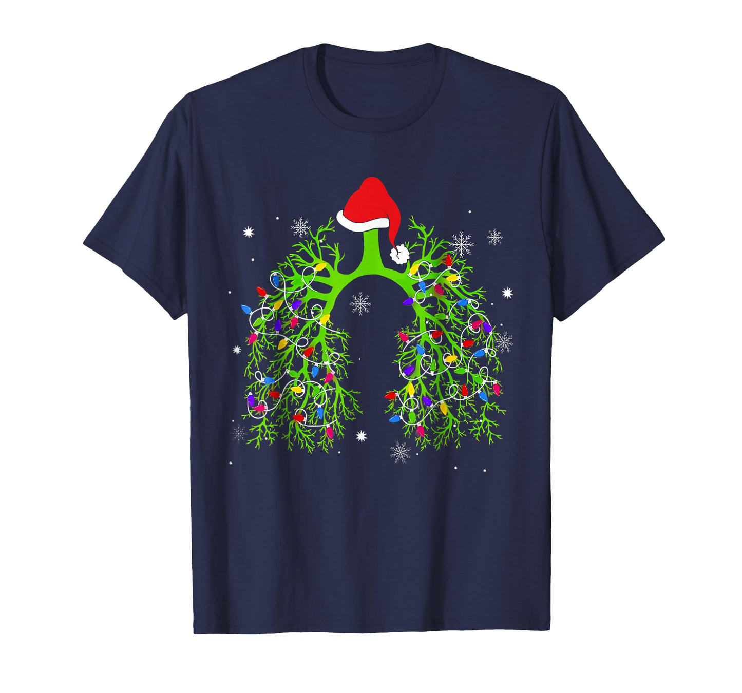 Christmas Nurse Respiratory Therapist Lung Xmas Lights T-Shirt