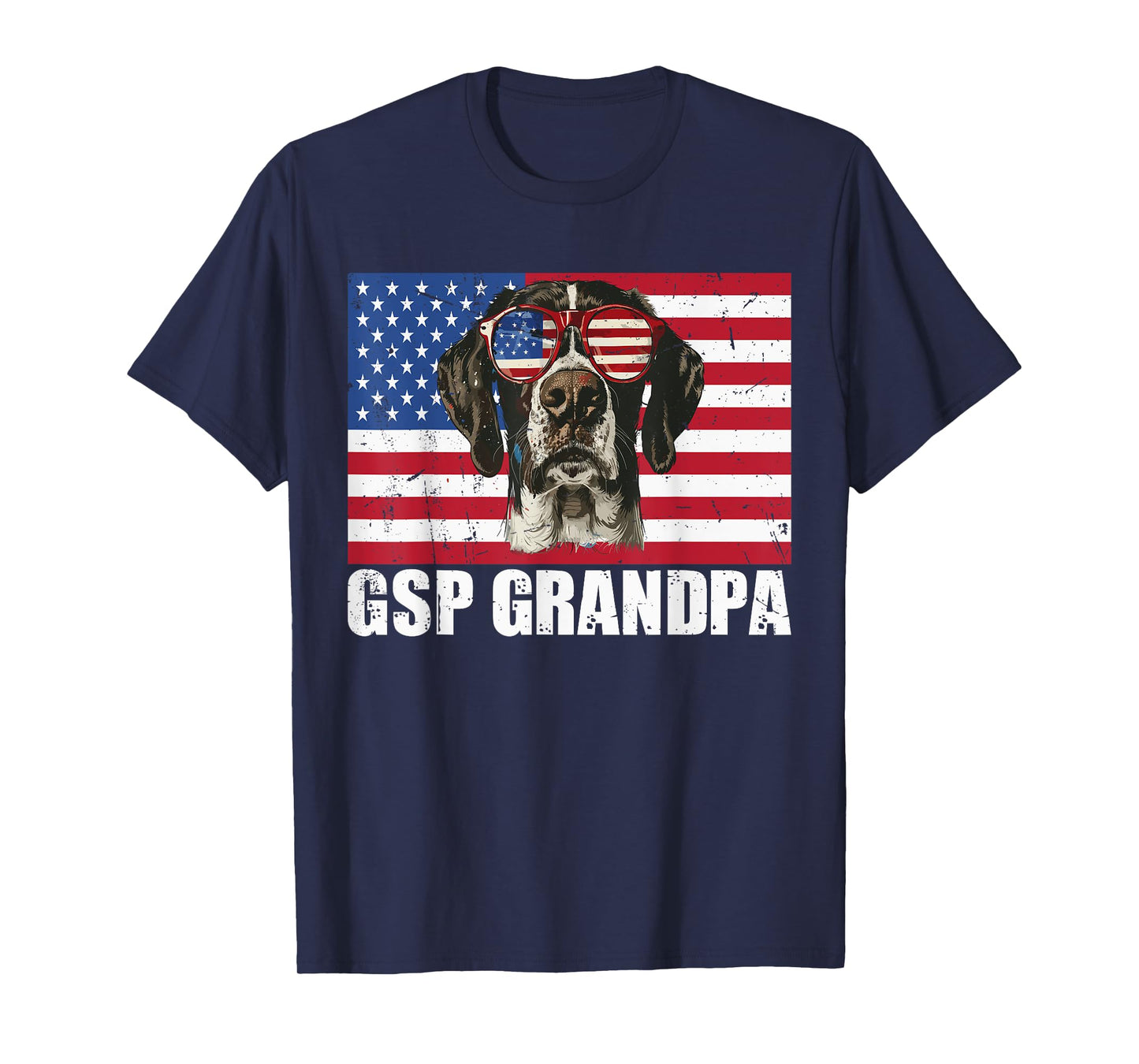 GSP Grandpa German Shorthaired Pointer US Flag 4th of July T-Shirt