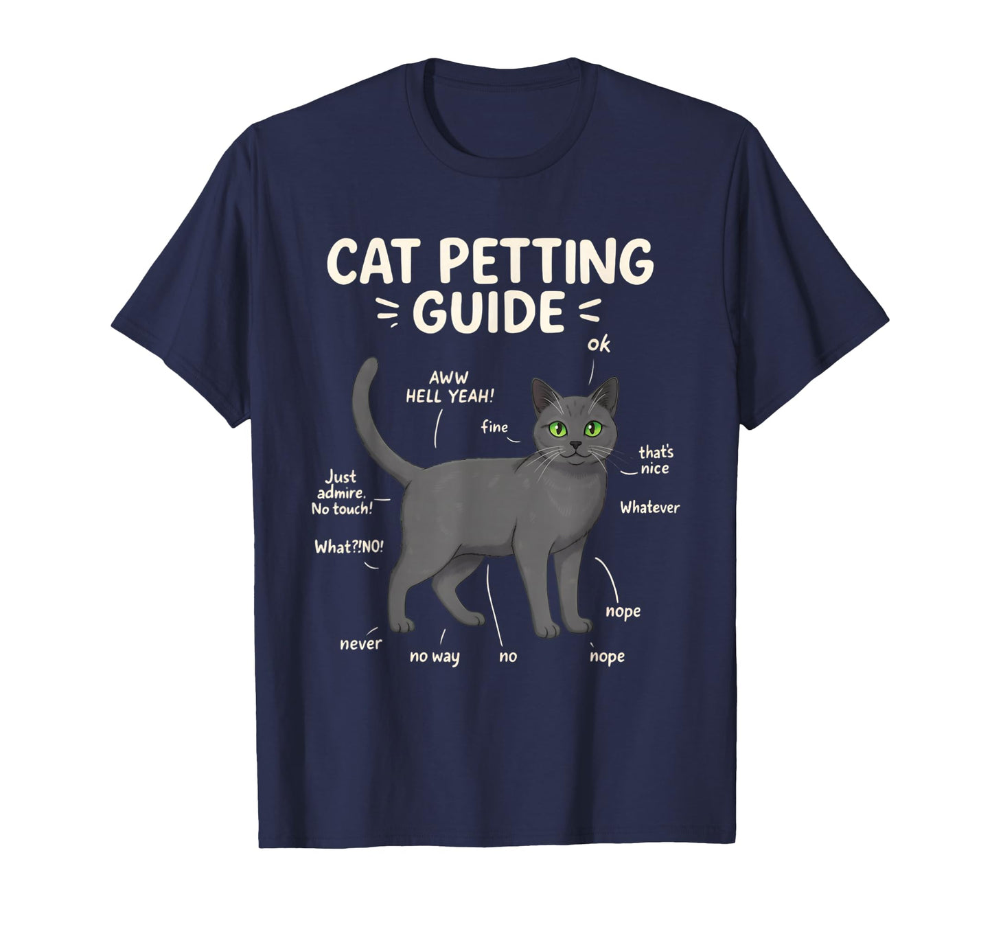 Russian Blue Cat Petting Guide Funny Cat Lover T-Shirt