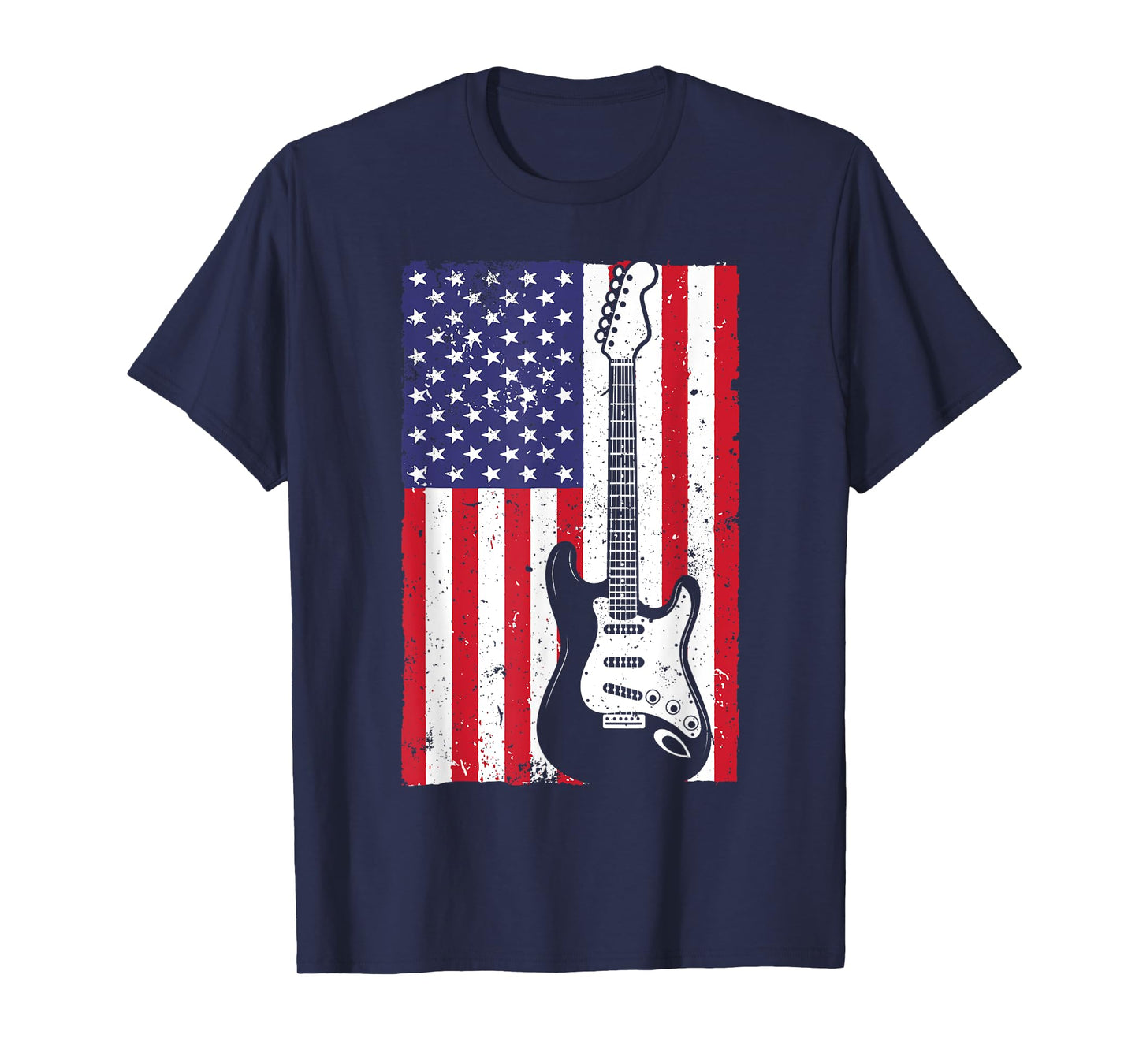 Cool American Flag Guitar For Men Women Guitarist Music Rock T-Shirt