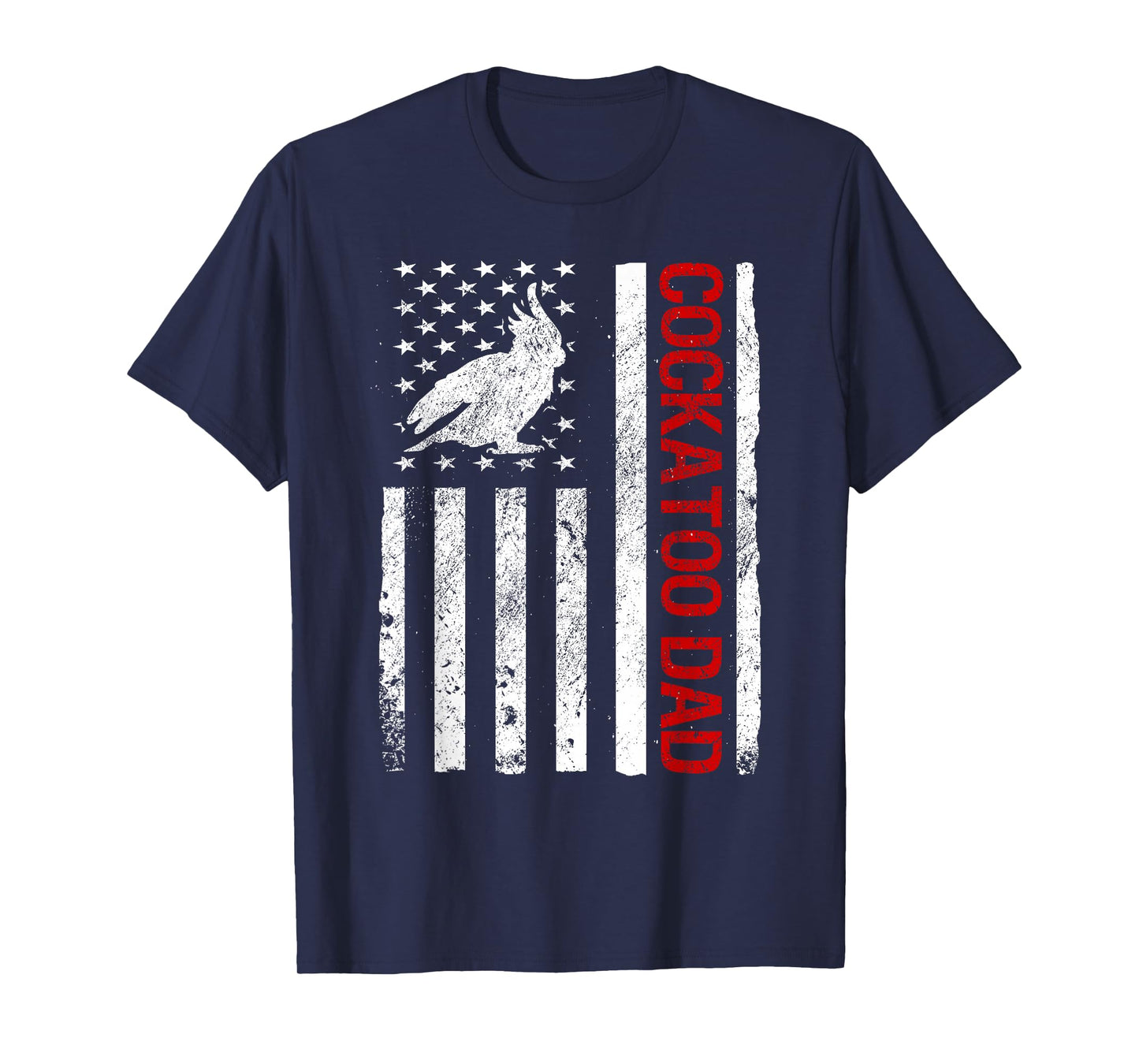 Cockatoo Dad American USA Flag Funny Bird Lover Men T-Shirt