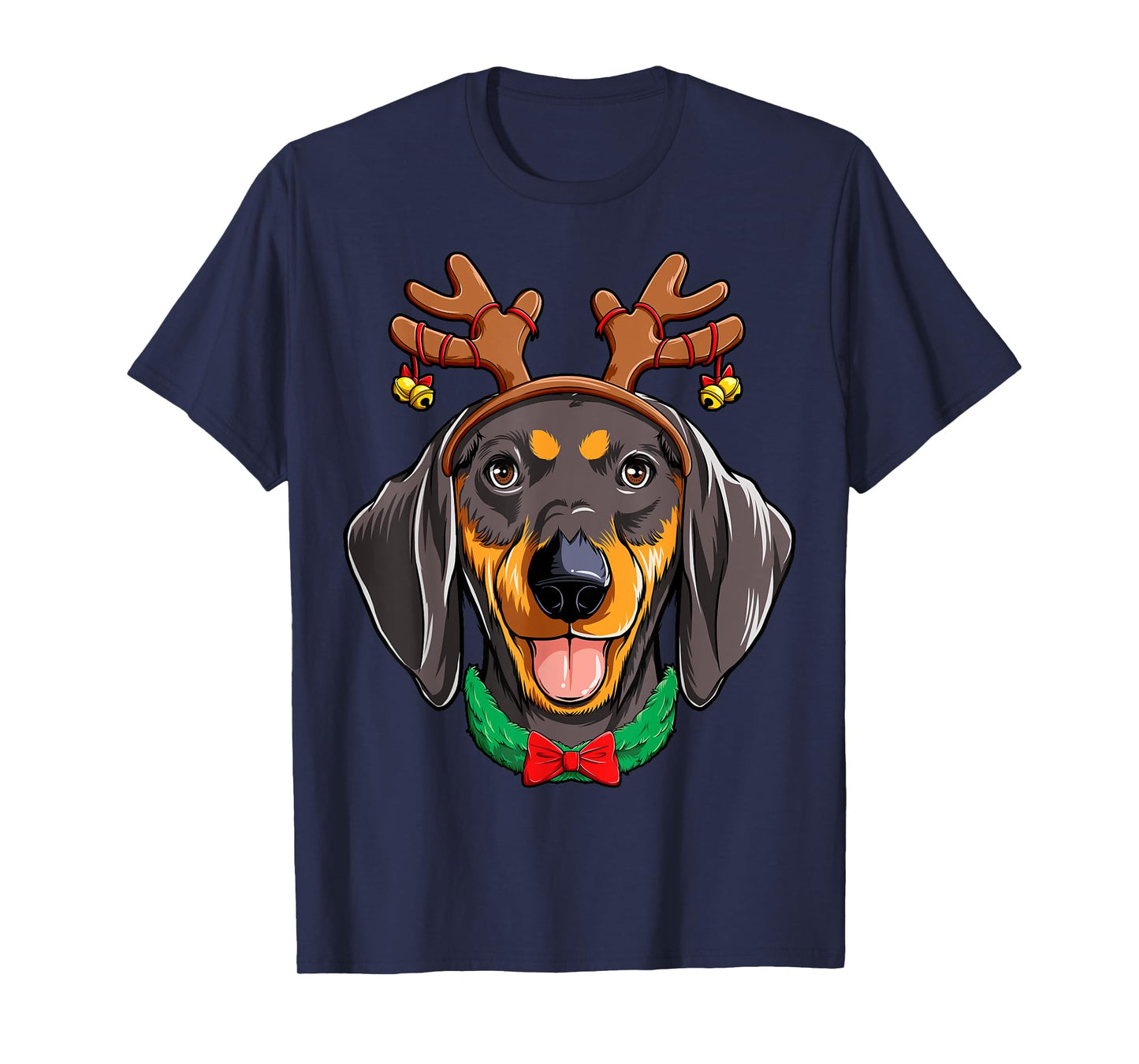 Dachshund Christmas Reindeer Antlers Xmas Girls Kids Women T-Shirt