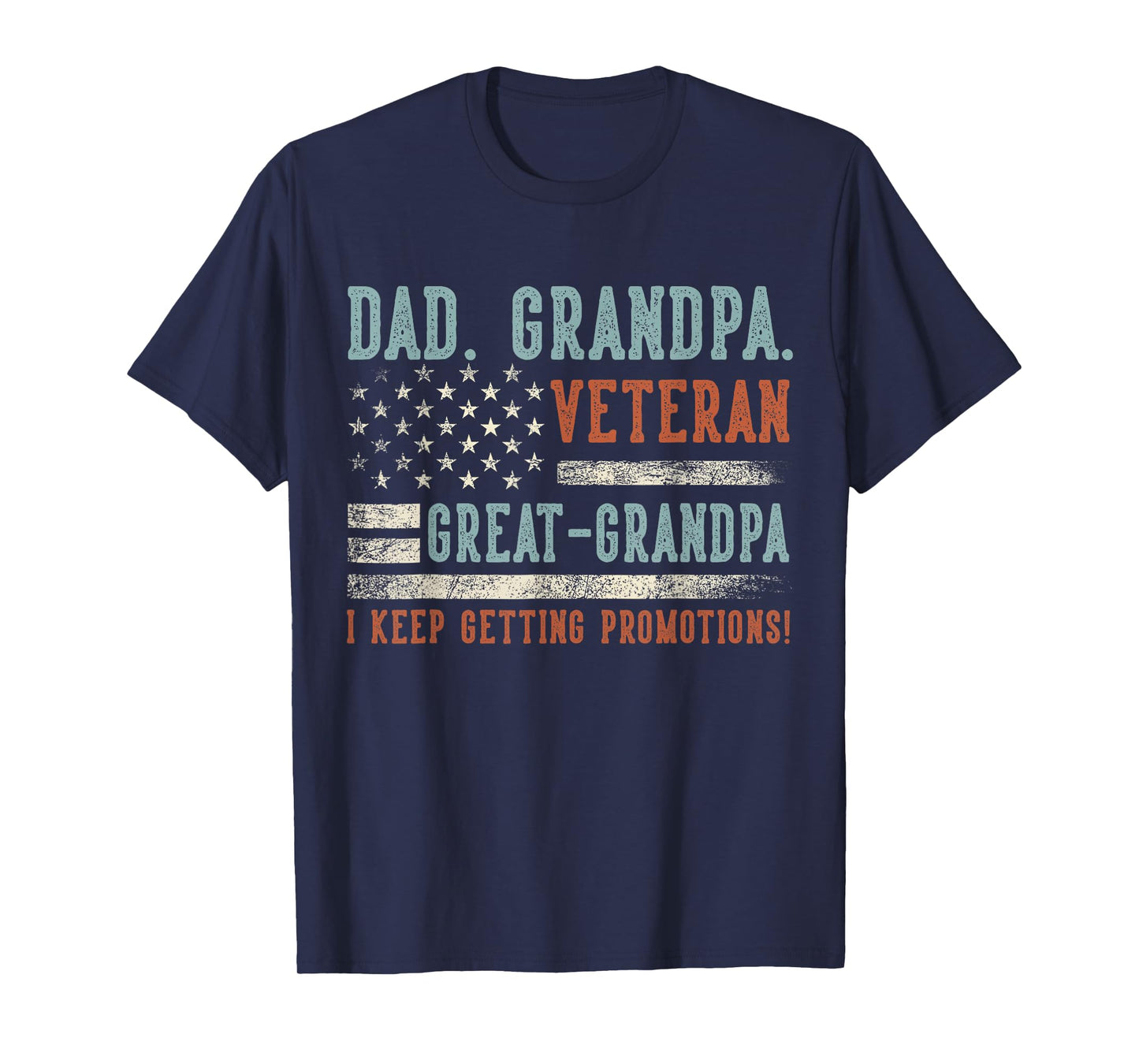 Dad Grandpa Veteran Great Grandpa USA Flag Papa Father's Day T-Shirt