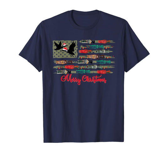 Christmas Duck Call Flag Christmas Mallard Duck Hunting T-Shirt